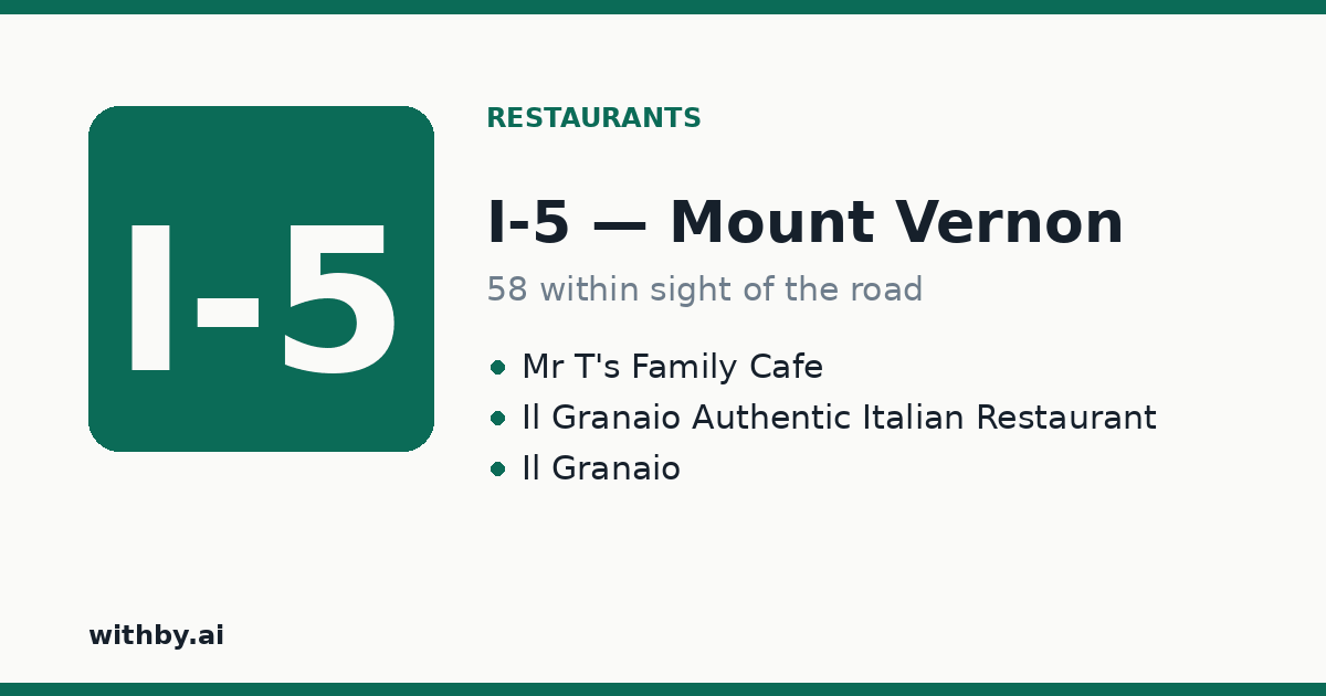 Restaurants you'll pass on I-5 through Mount Vernon