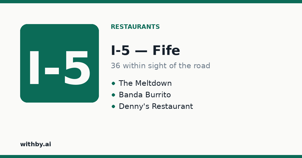Restaurants you'll pass on I-5 through Fife