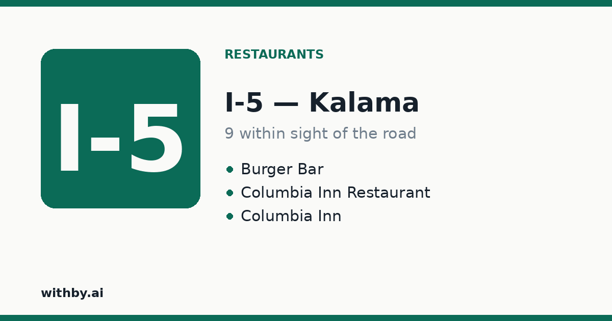 Restaurants you'll pass on I-5 through Kalama