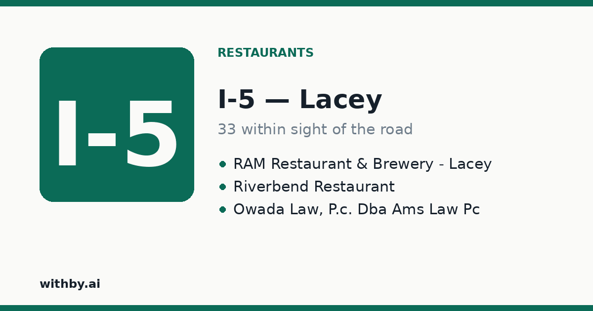 Restaurants you'll pass on I-5 through Lacey