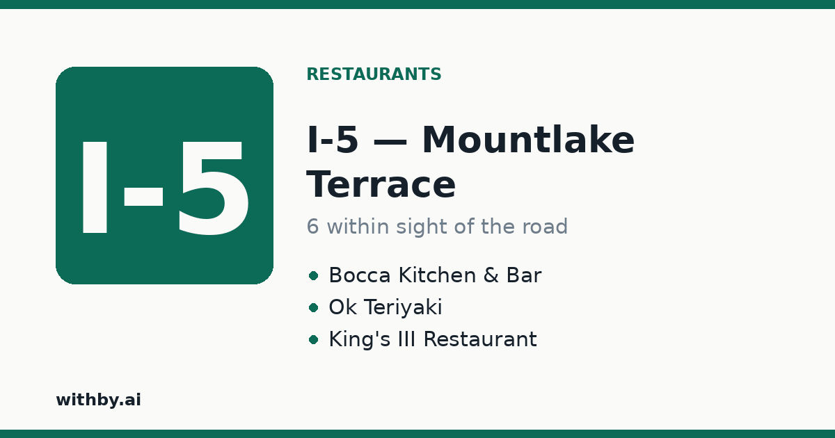 Restaurants you'll pass on I-5 through Mountlake Terrace