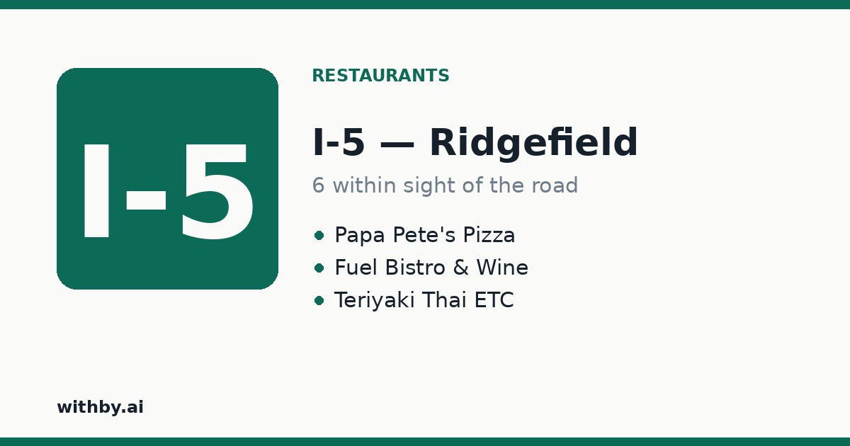 Restaurants you'll pass on I-5 through Ridgefield