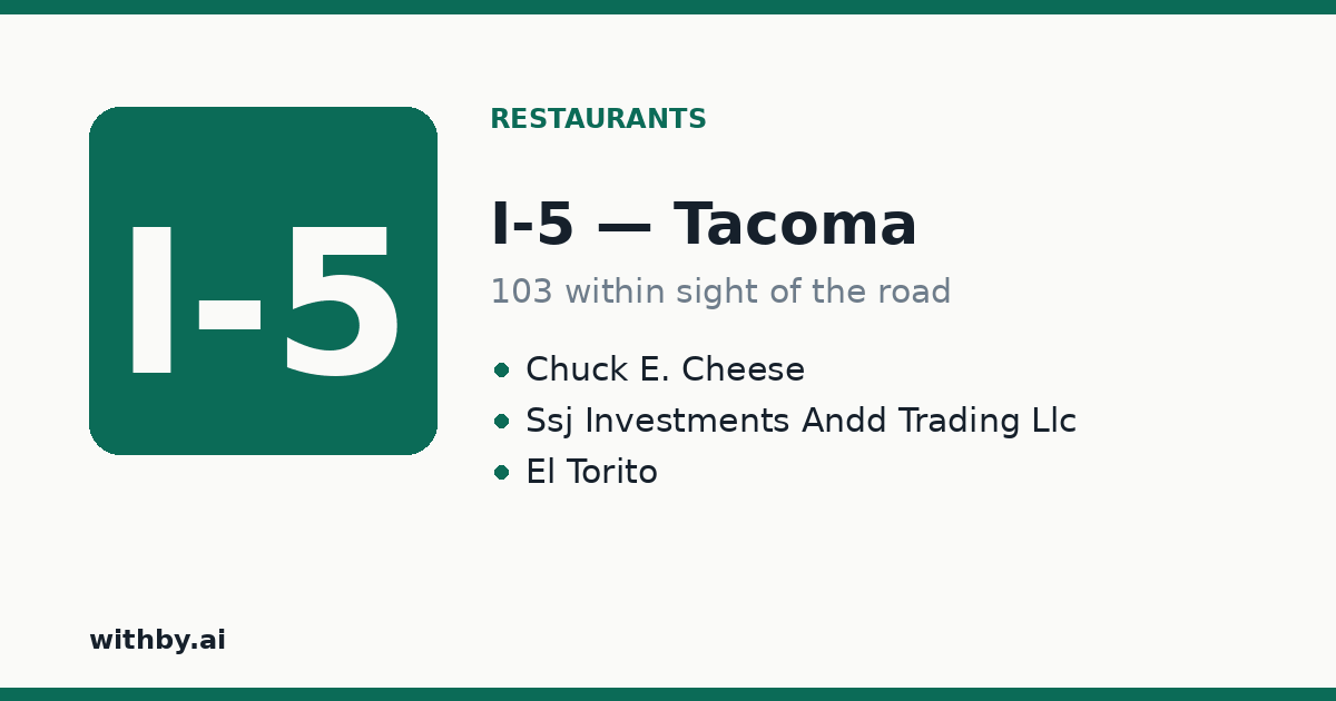 Restaurants you'll pass on I-5 through Tacoma