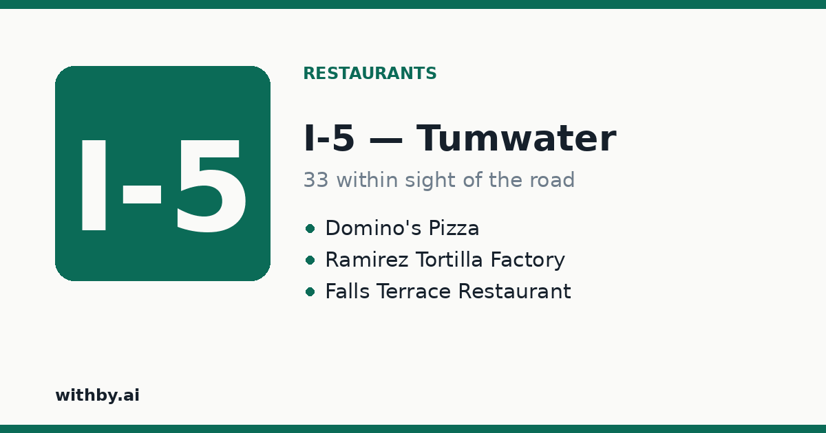 Restaurants you'll pass on I-5 through Tumwater