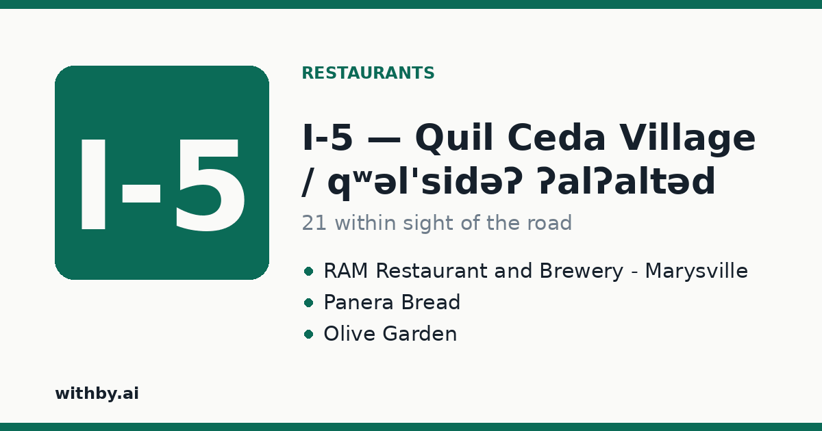 Restaurants you'll pass on I-5 through Quil Ceda Village / qʷəl'sidəʔ ʔalʔaltəd