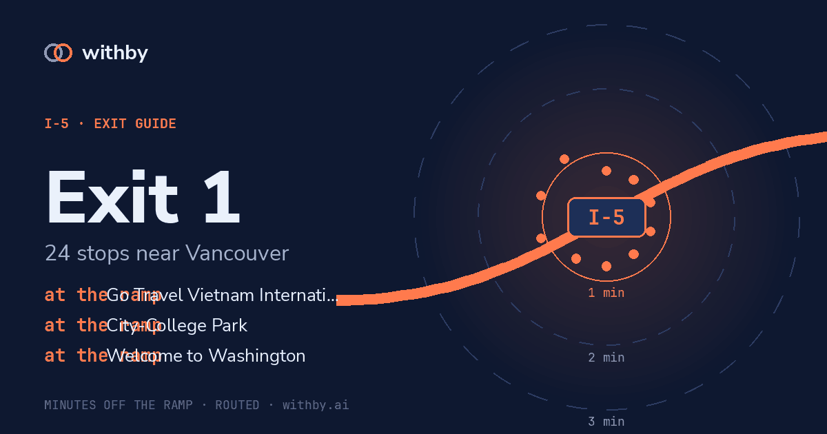 I-5 Exit 1 — Welcome to Washington and 328 more stops | withby