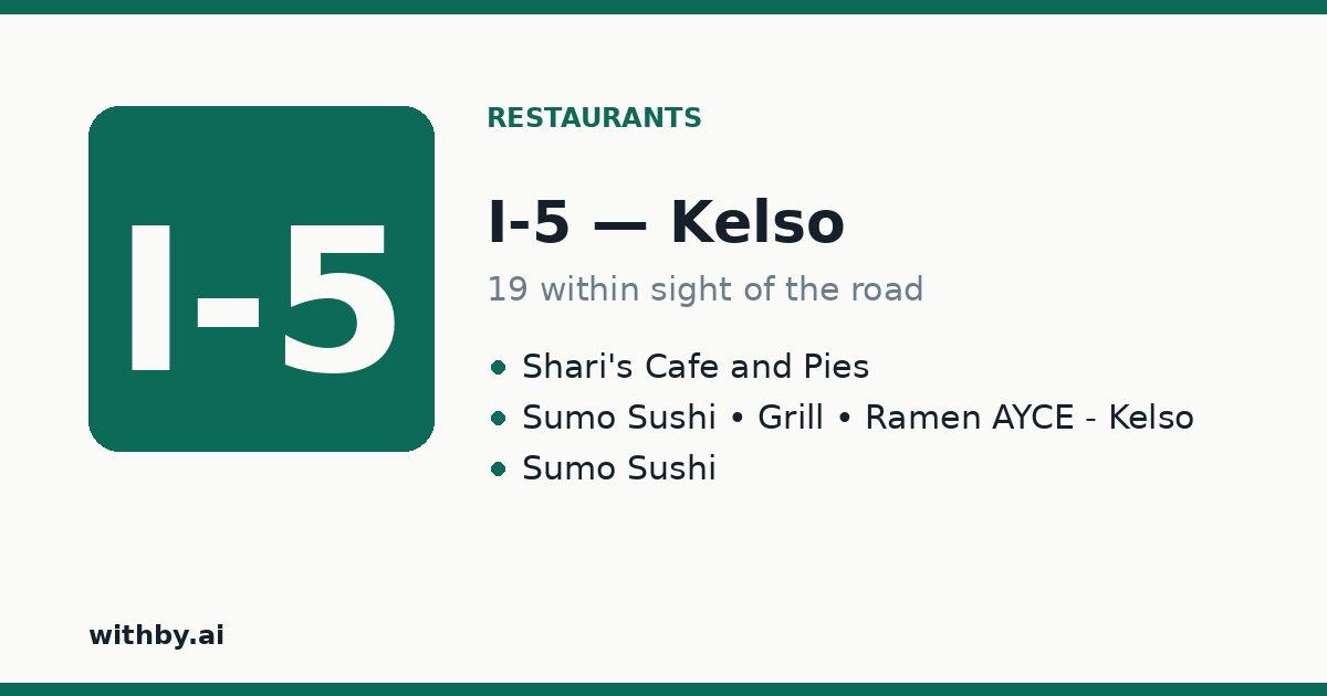 Restaurants you'll pass on I-5 through Kelso