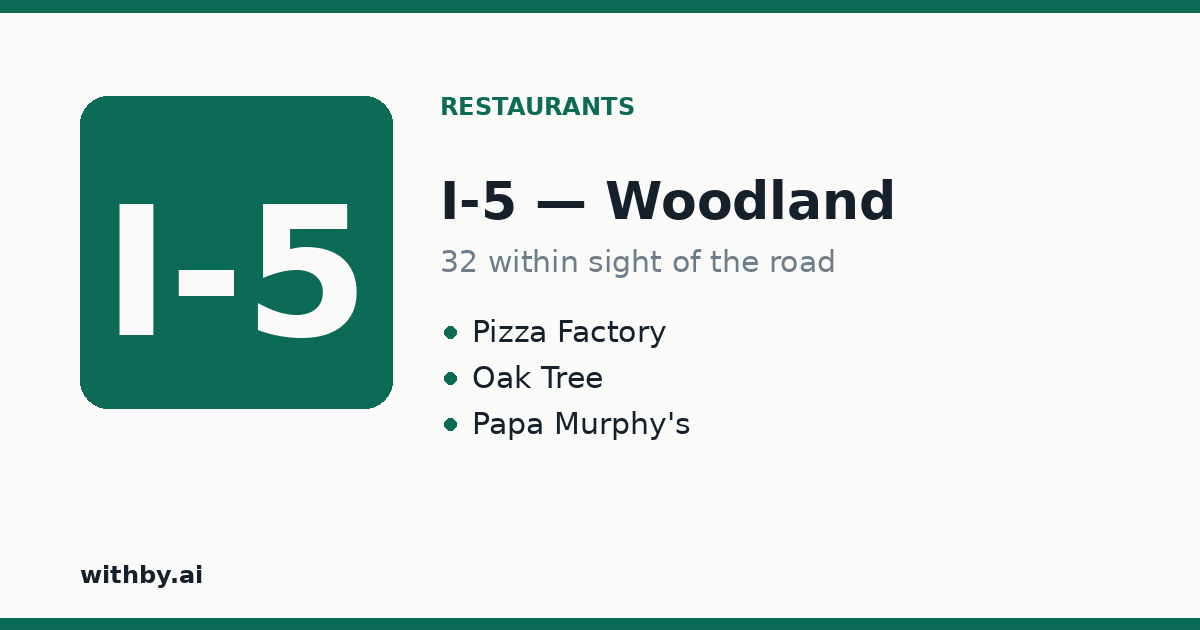 Restaurants you'll pass on I-5 through Woodland