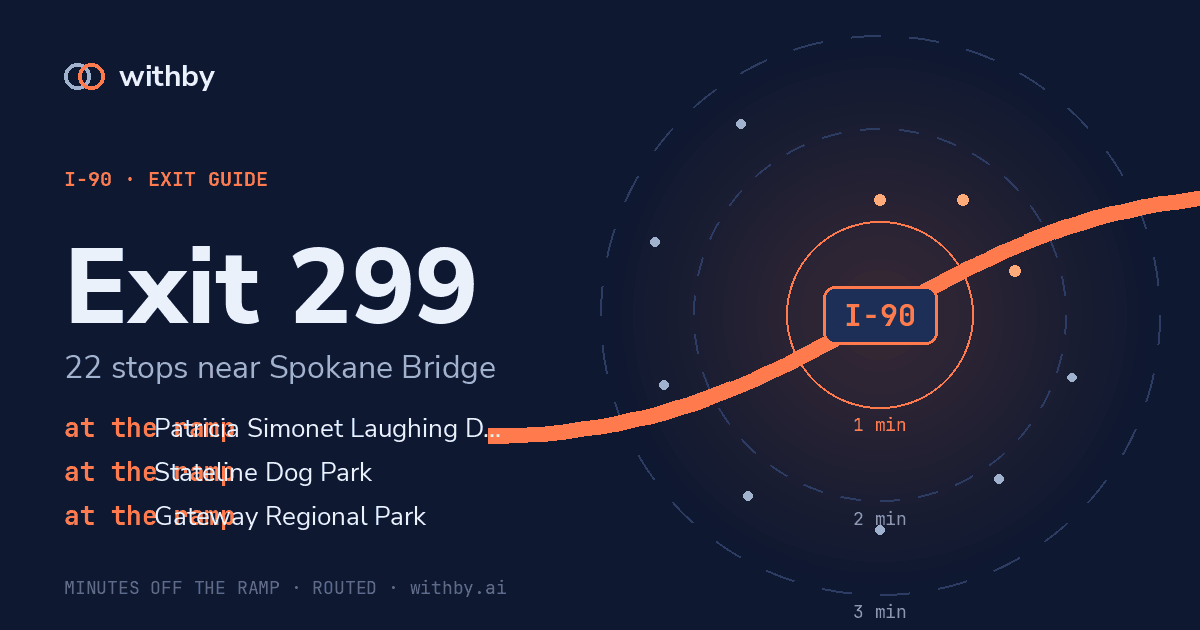 I-90 Exit 299 — Gateway Regional Park and 21 more stops | withby