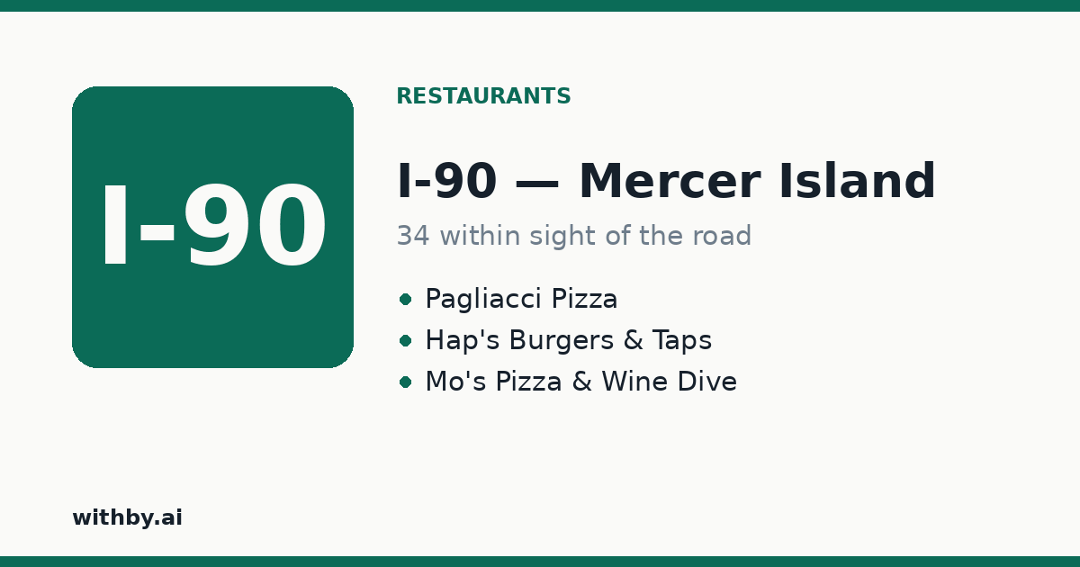 Restaurants you'll pass on I-90 through Mercer Island