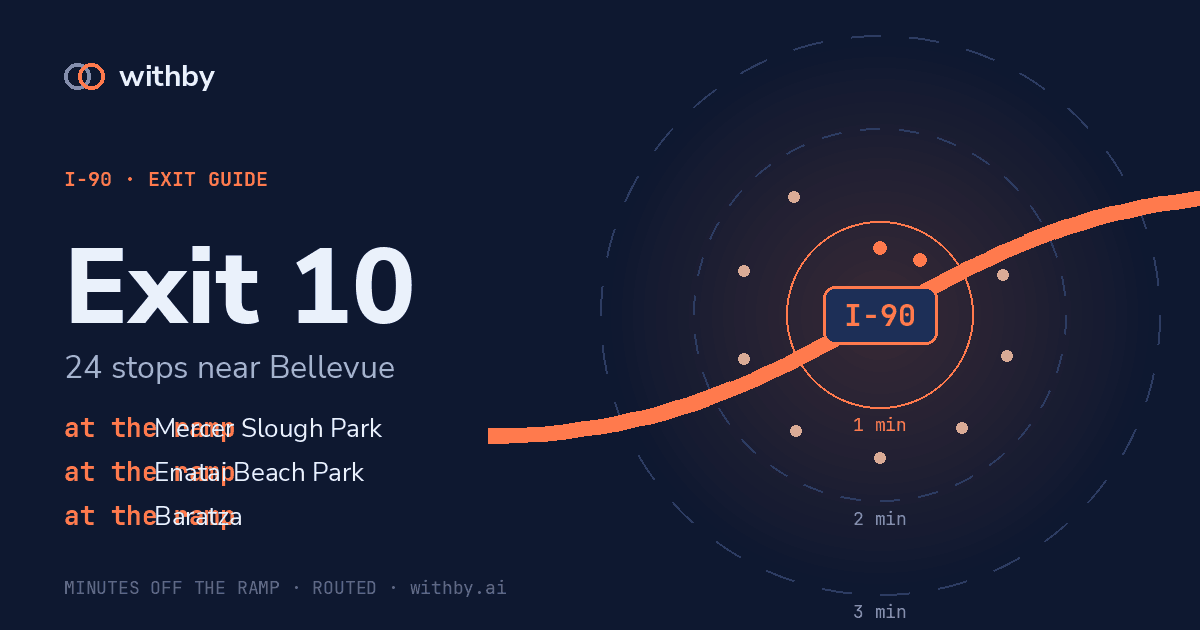 I-90 Exit 10 — Mercer Slough Park and 104 more stops | withby