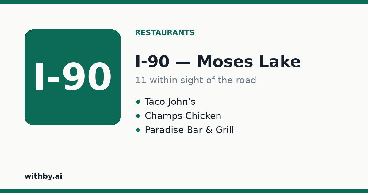 Restaurants you'll pass on I-90 through Moses Lake