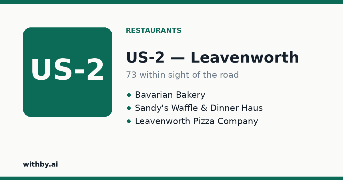 Restaurants you'll pass on US-2 through Leavenworth
