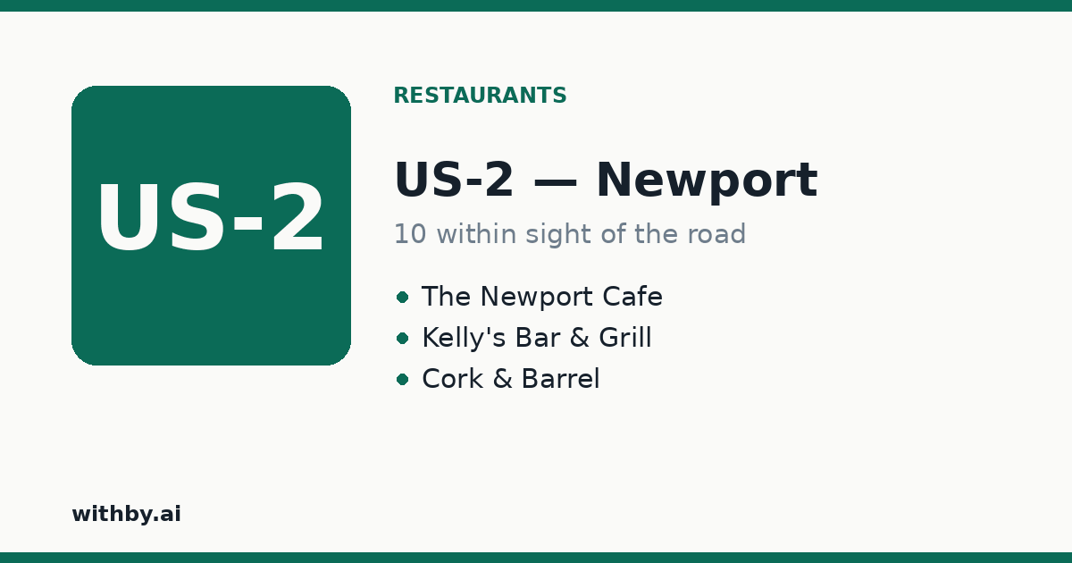 Restaurants you'll pass on US-2 through Newport